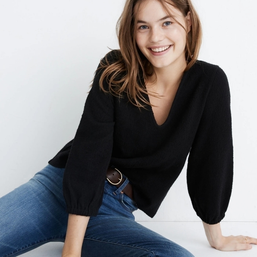Madewell Women's Black V-neck Sweater Top Size XS